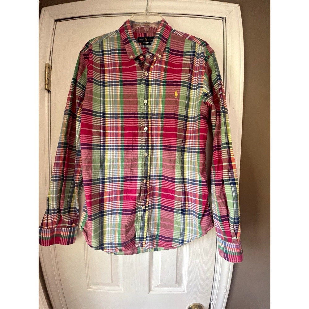 Ralph Lauren Slim Fit Multicolor Plaid LS Button-Up Shirt L Button-Down